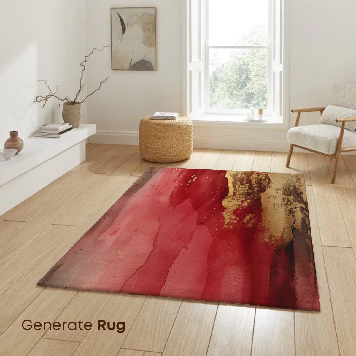 Crimson Canvas: Abstract Fusion of Gold and Red - Image 6