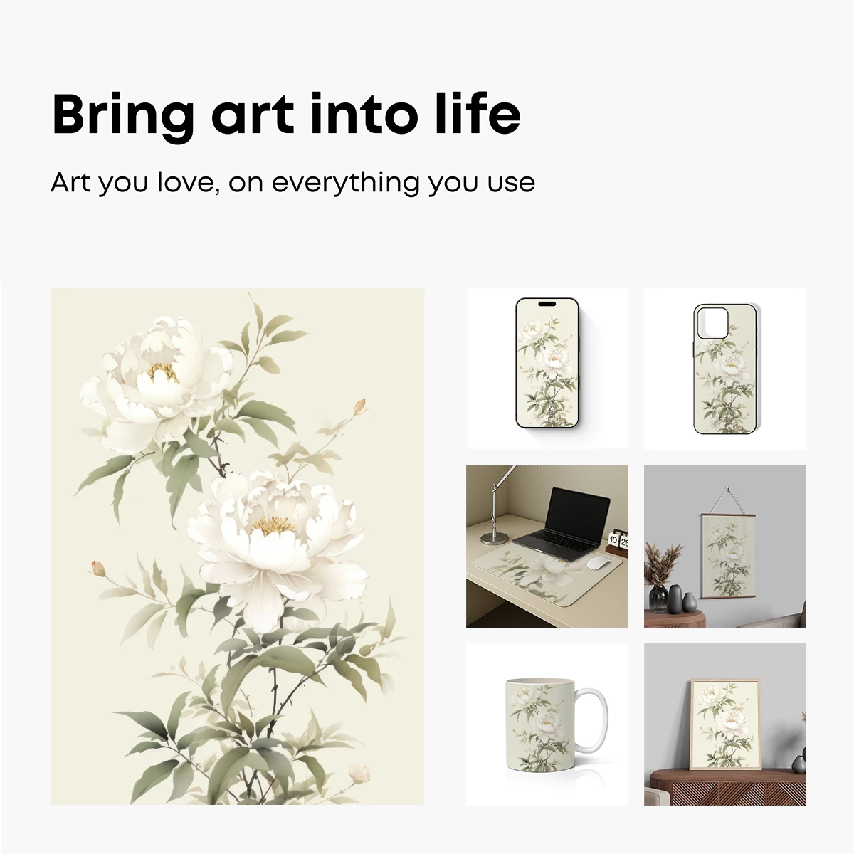 Elegant White Peonies in Soft Watercolor - Image 2