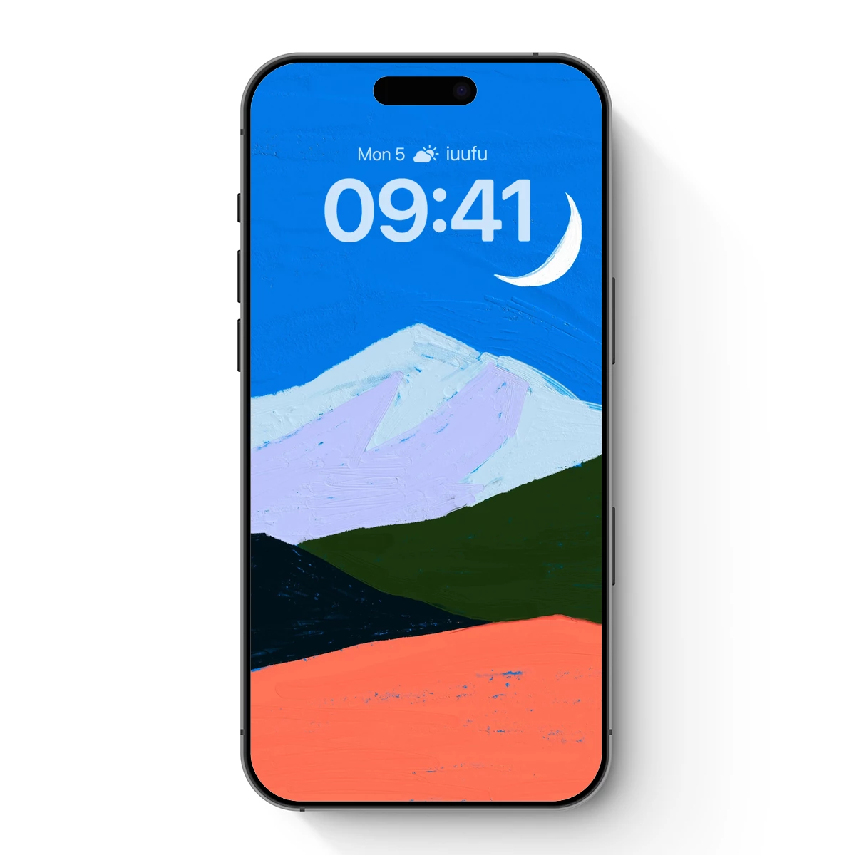 Crescent Moon Over Abstract Peaks