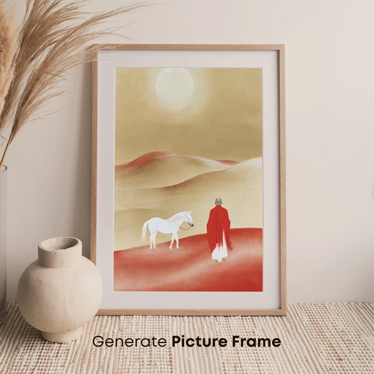 Desert Pilgrim: Monk and White Horse Under the Moon - Image 7