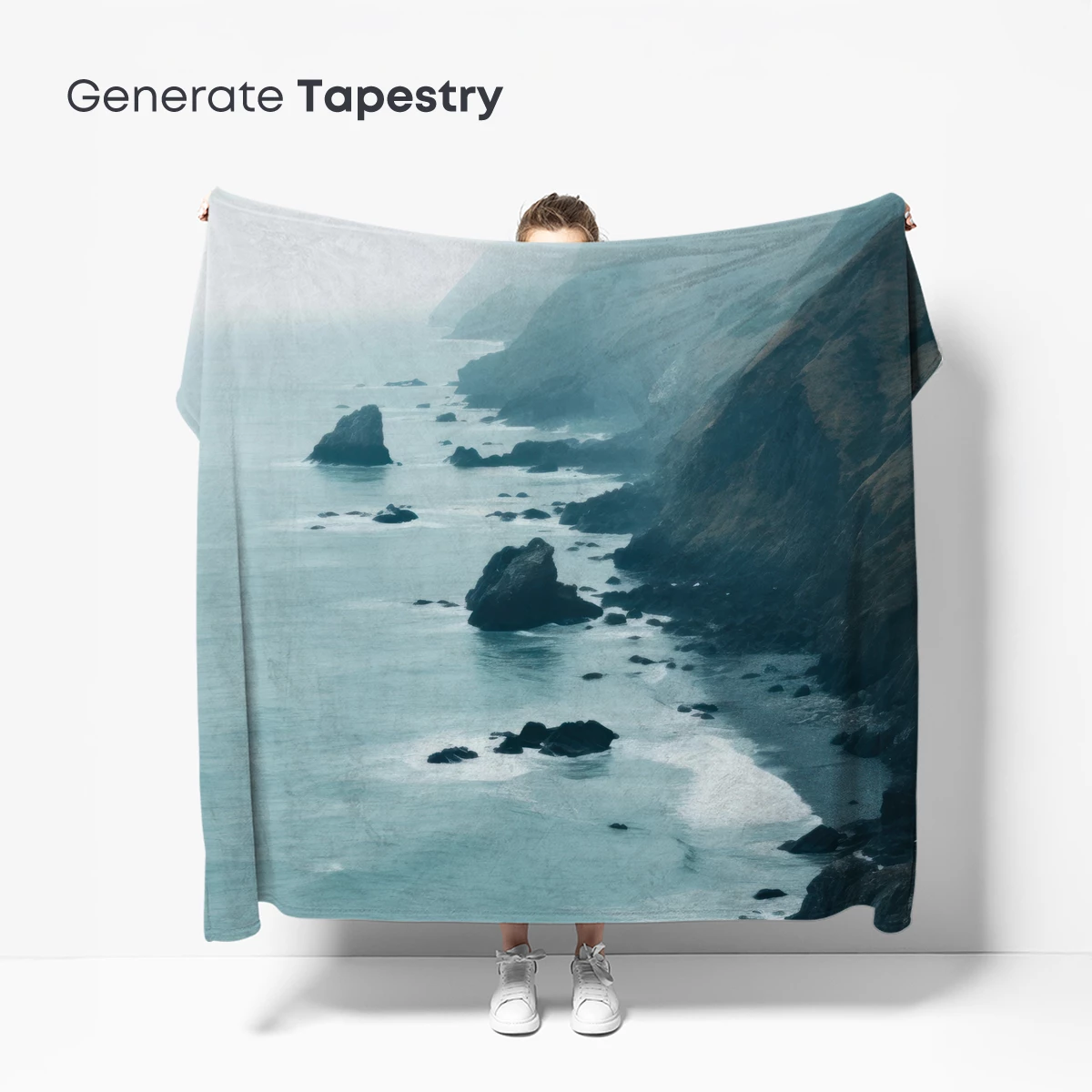 Misty Coastal Serenity: Foggy Cliffs and Calm Seas - Image 5