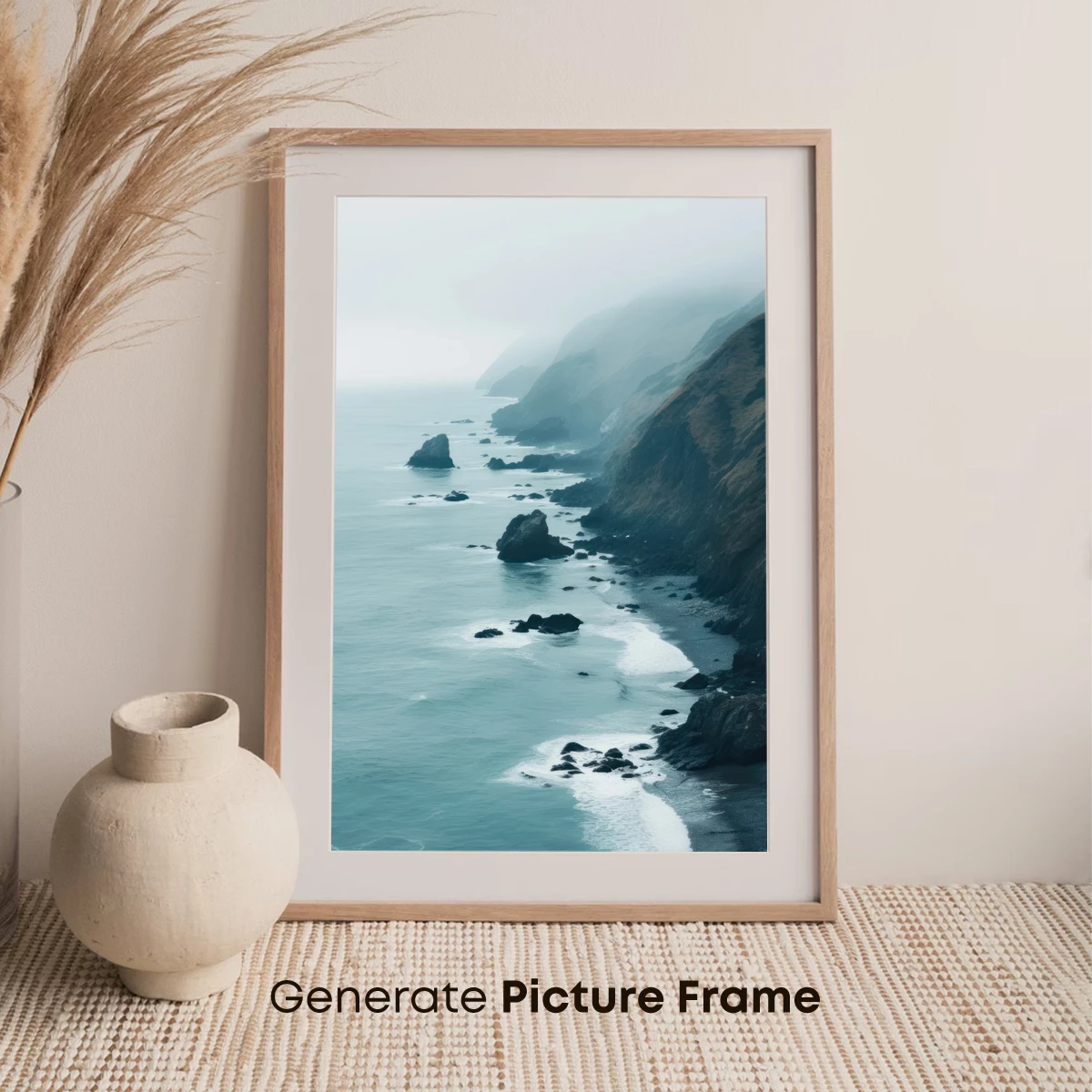 Misty Coastal Serenity: Foggy Cliffs and Calm Seas - Image 7