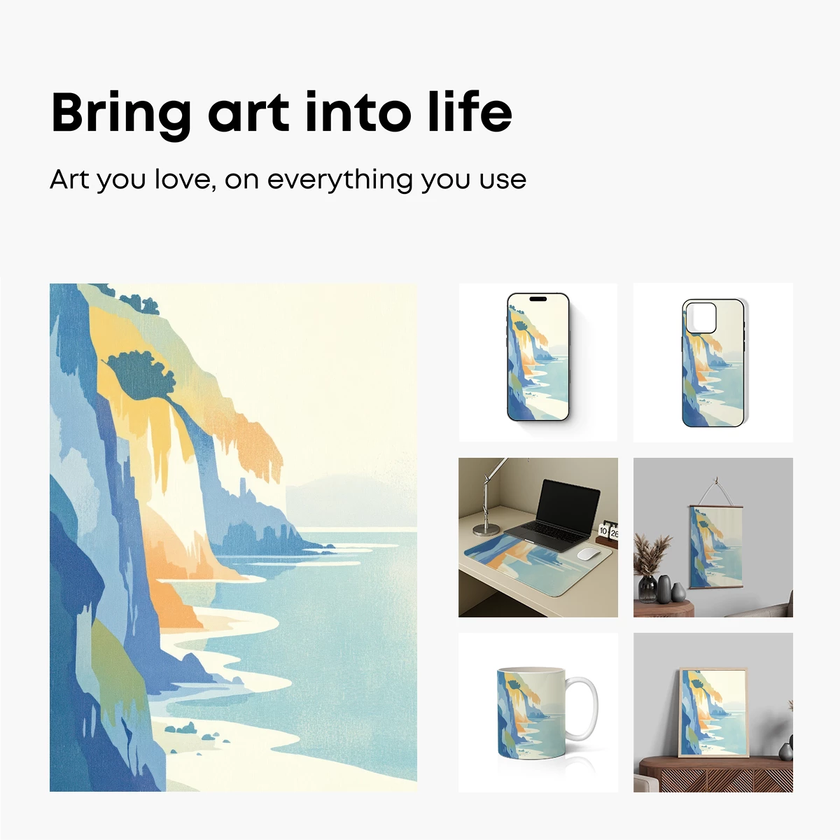 Cliffside Serenity: Coastal Layers in Abstract Harmony - Image 2