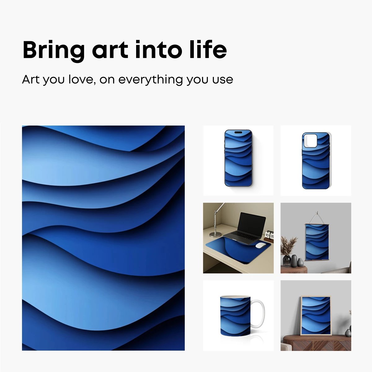 Blue Wave Symphony: Abstract Fluidity - Image 2
