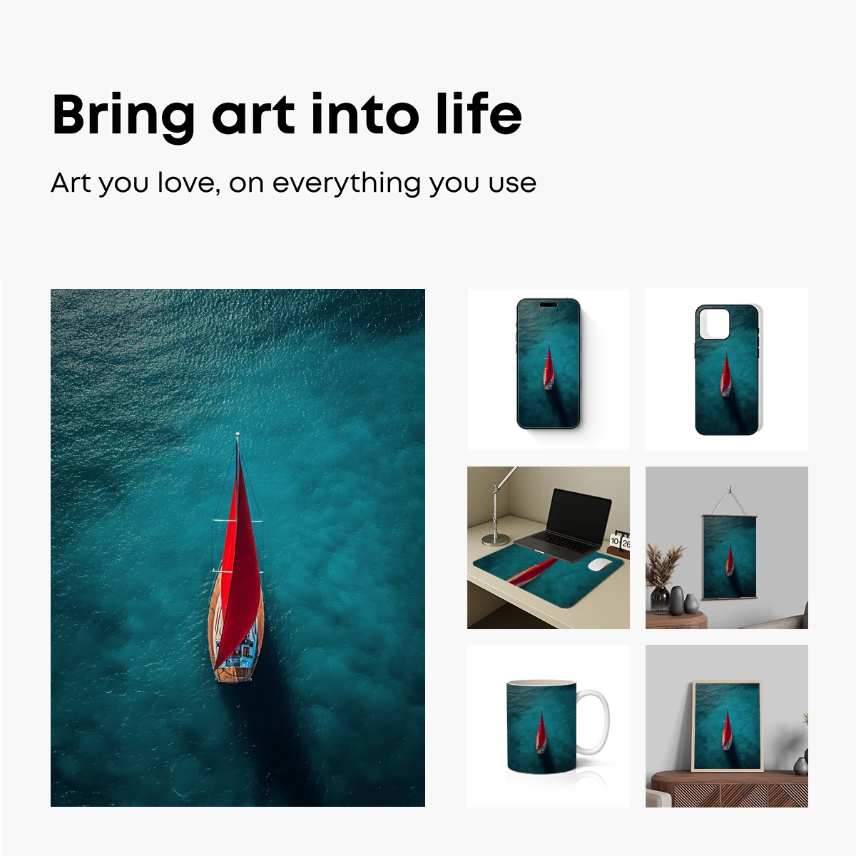 Crimson Sail on Turquoise Seas - Image 2