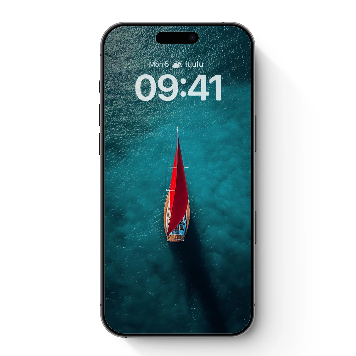 Crimson Sail on Turquoise Seas