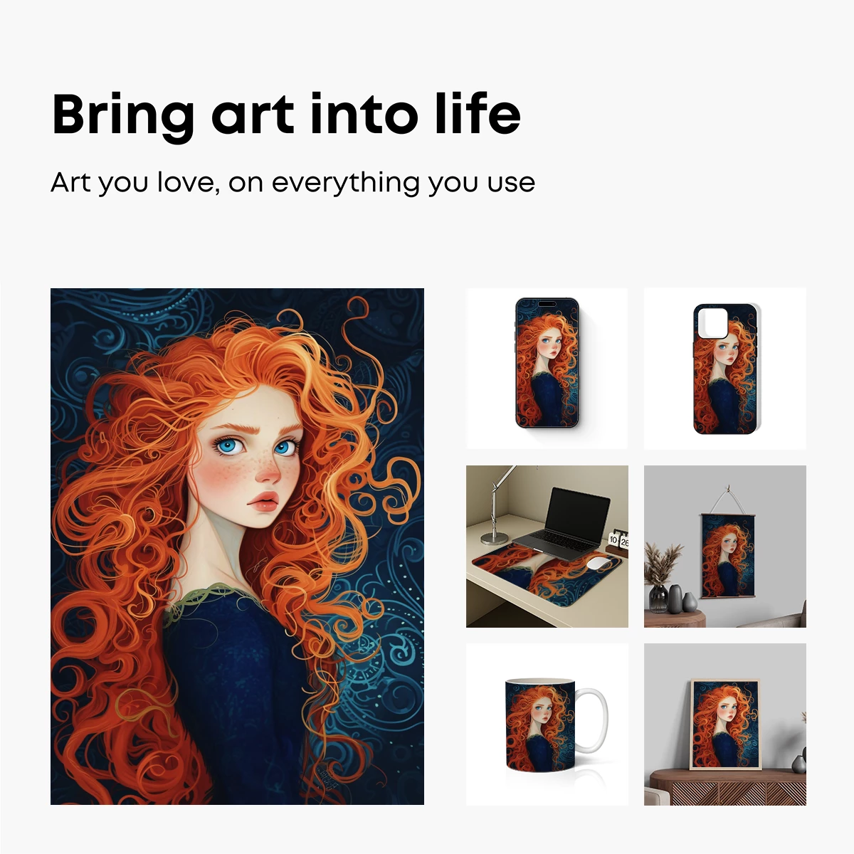 Crimson Whispers: A Tapestry of Curly Red Hair and Blue Eyes - Image 2
