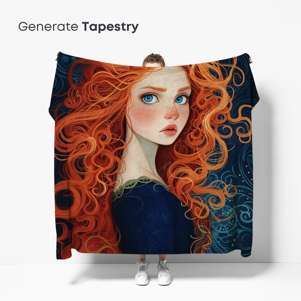 Crimson Whispers: A Tapestry of Curly Red Hair and Blue Eyes - Image 5