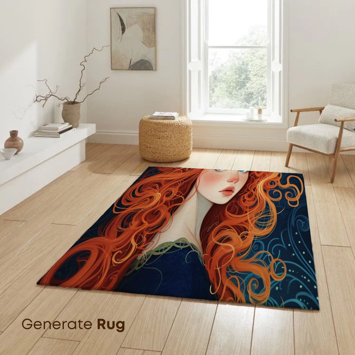 Crimson Whispers: A Tapestry of Curly Red Hair and Blue Eyes - Image 6