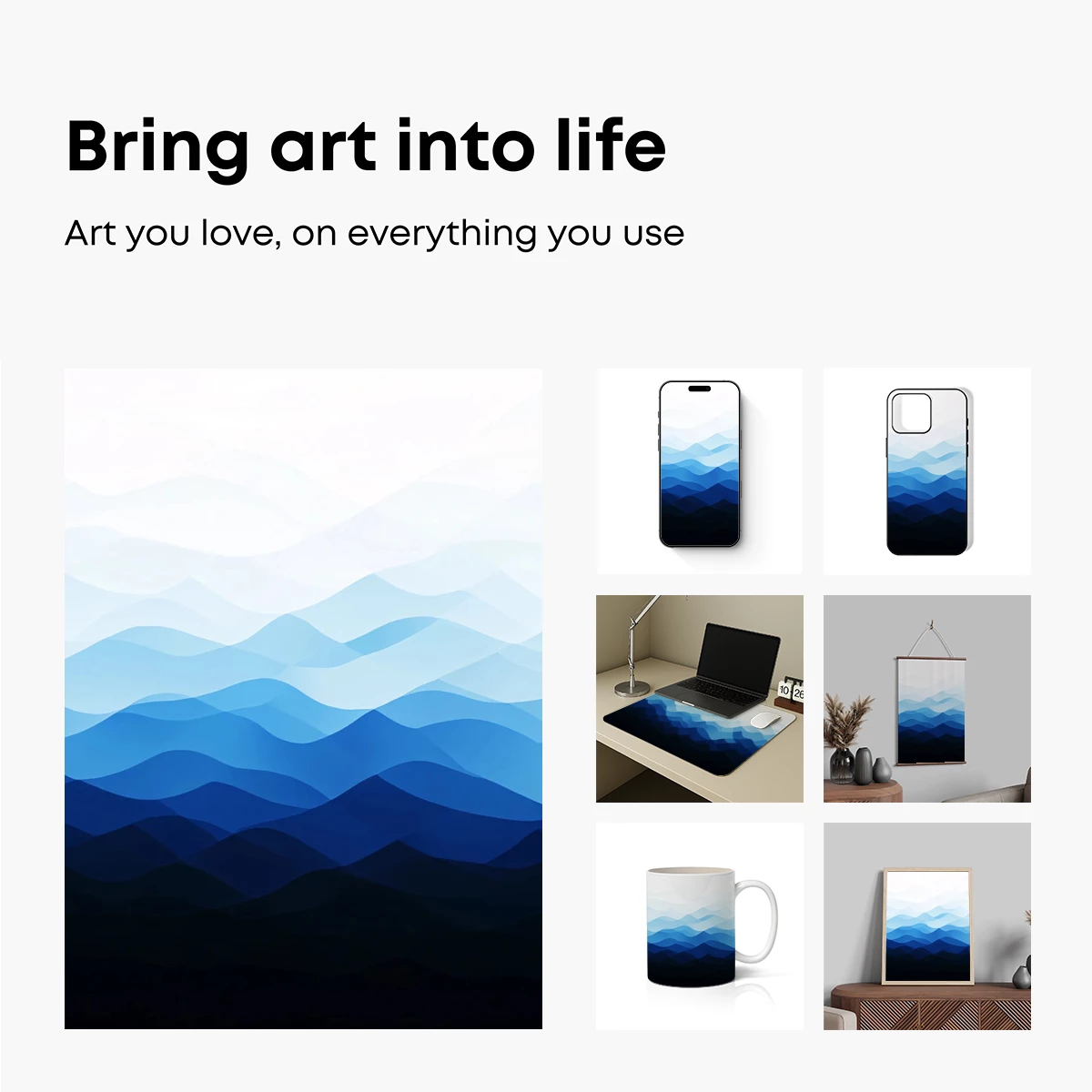 Blue Horizon Layers: Abstract Mountain Symphony - Image 2