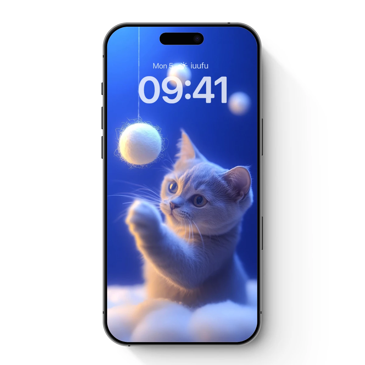 Feline Play in Ethereal Blue