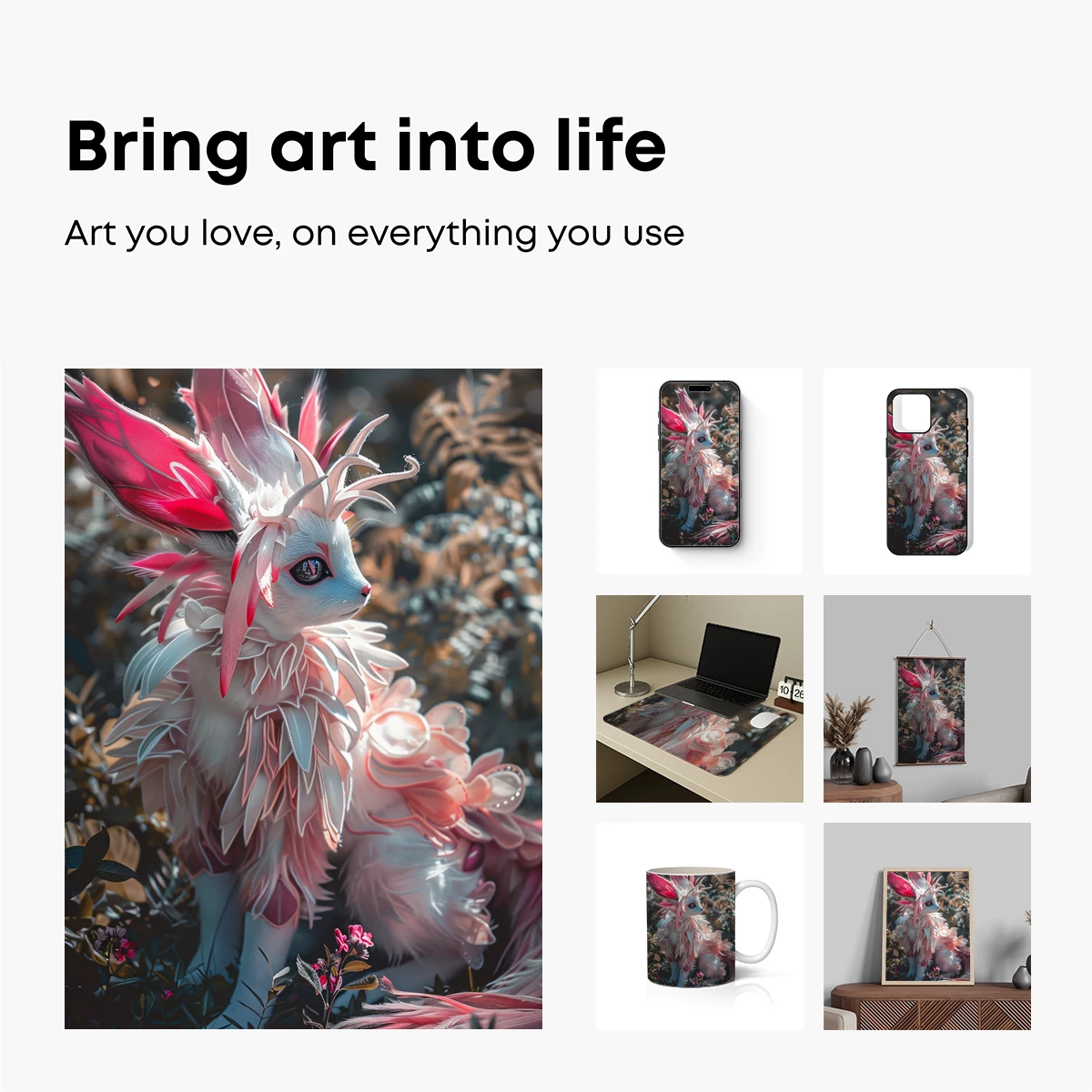 Enchanted Feathered Fox in Blossom Grove - Image 2