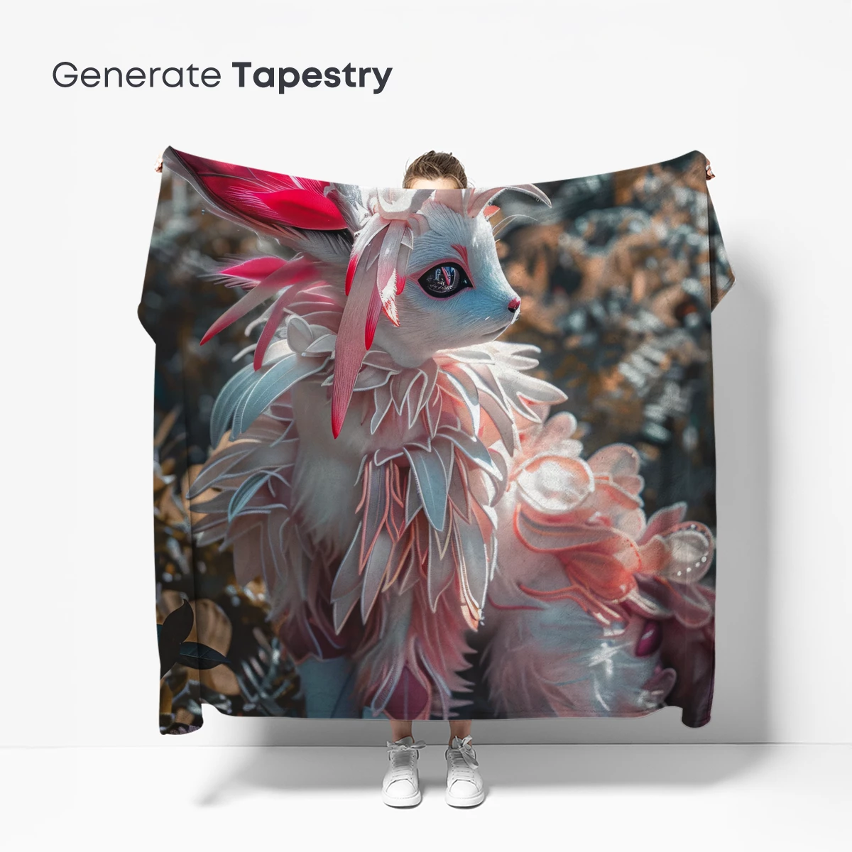 Enchanted Feathered Fox in Blossom Grove - Image 5