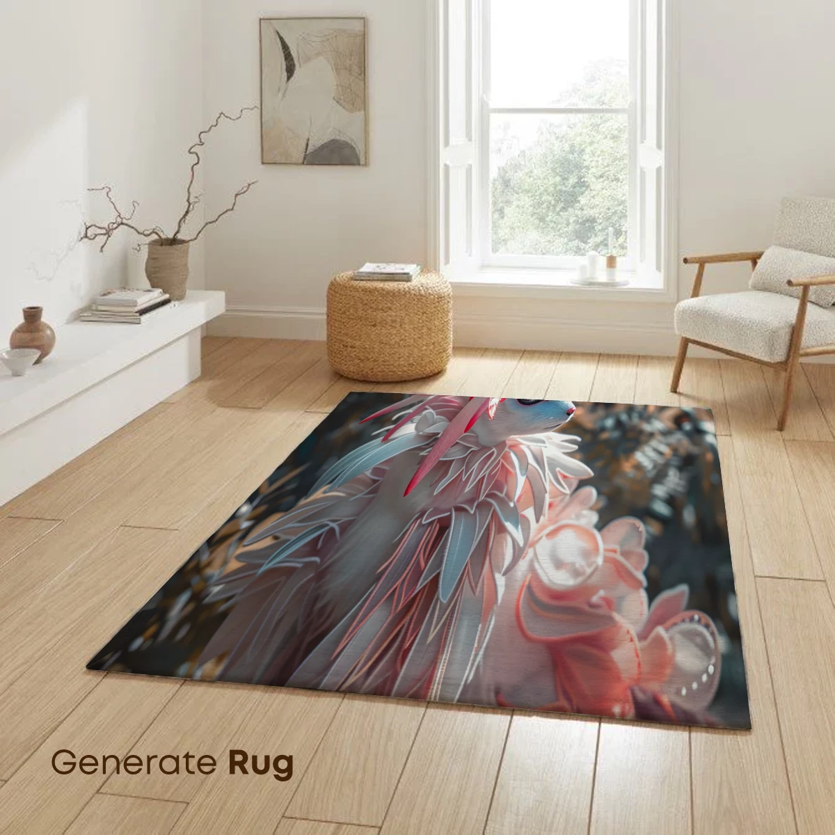 Enchanted Feathered Fox in Blossom Grove - Image 6