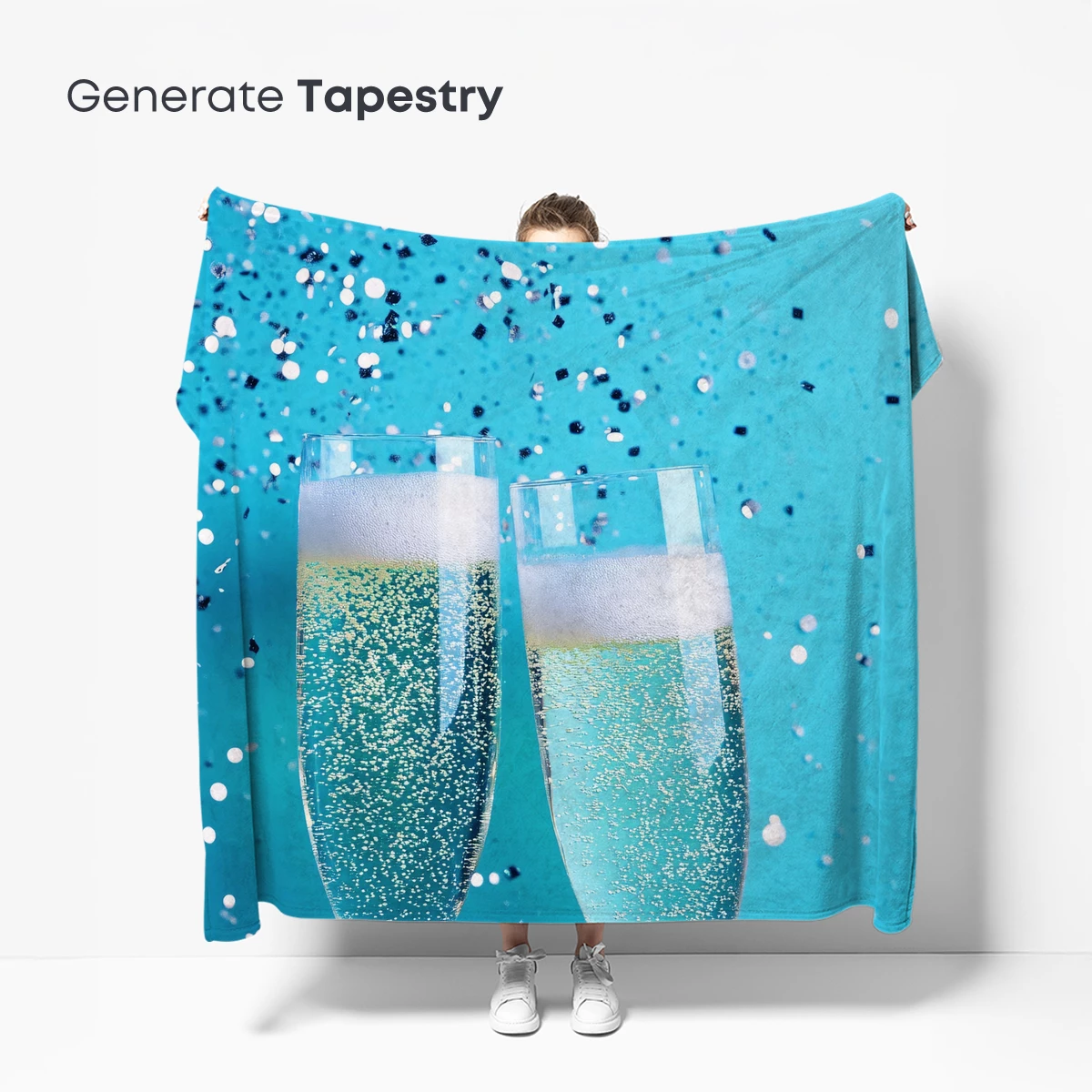 Blue Bubbly Elegance: Festive Flutes in Flight - Image 5