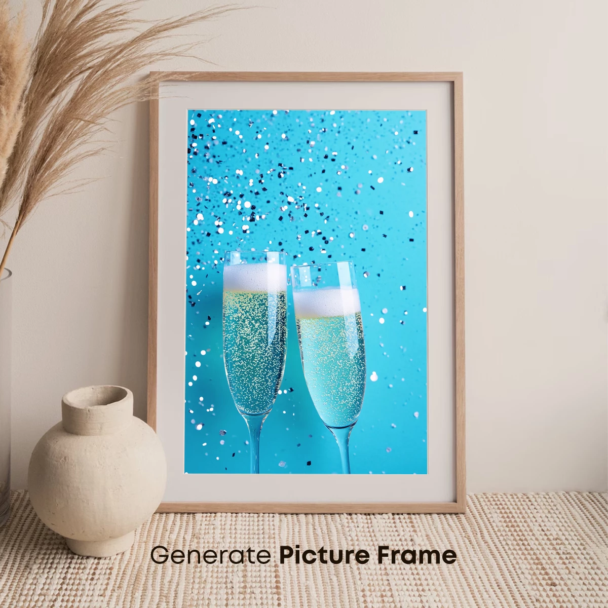 Blue Bubbly Elegance: Festive Flutes in Flight - Image 7