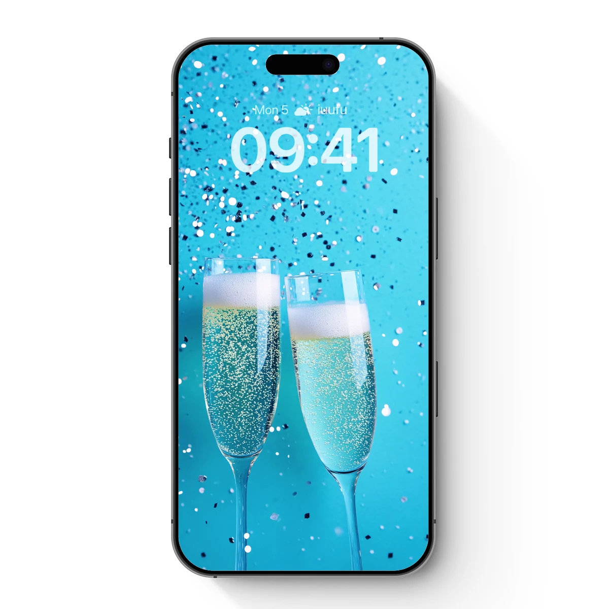 Blue Bubbly Elegance: Festive Flutes in Flight