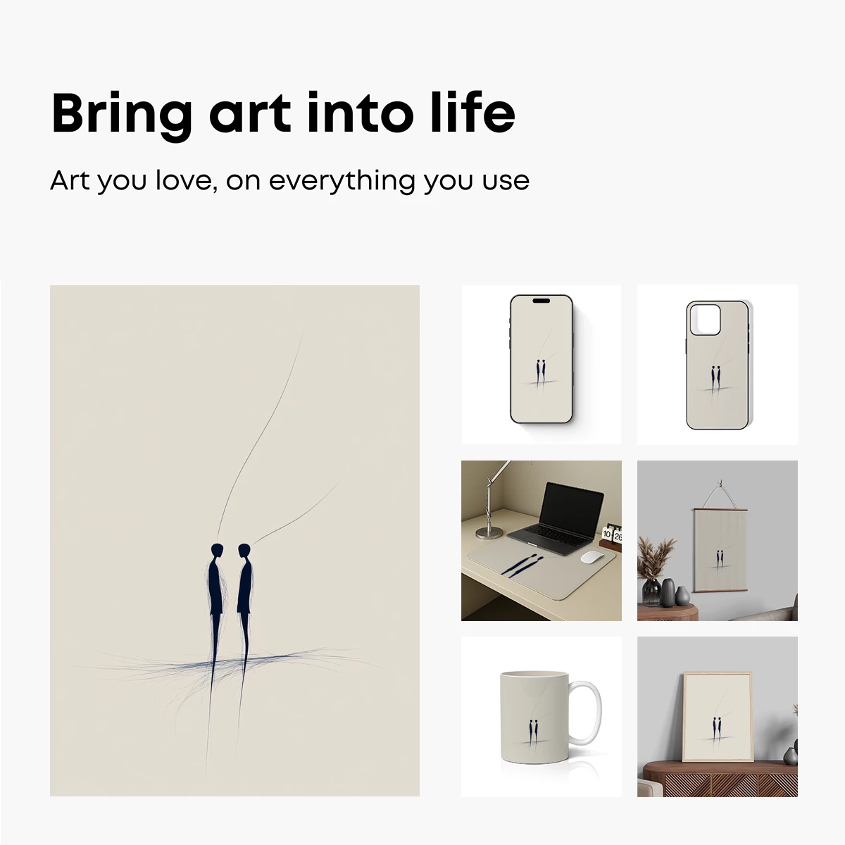 Ethereal Threads: Two Figures in Minimalist Harmony - Image 2