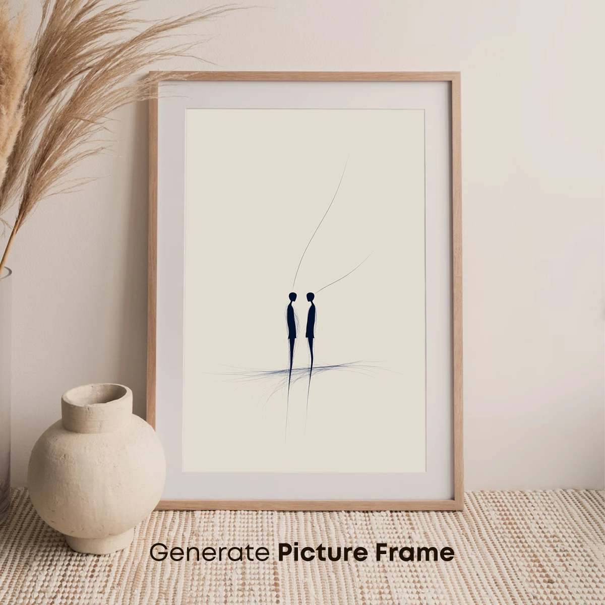 Ethereal Threads: Two Figures in Minimalist Harmony - Image 7