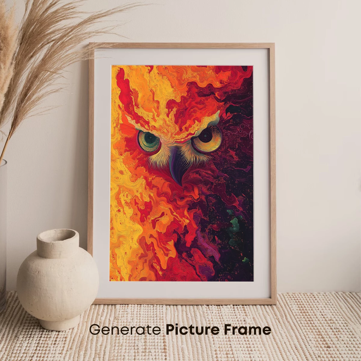 Flaming Owl: Abstract Fusion Art - Image 7