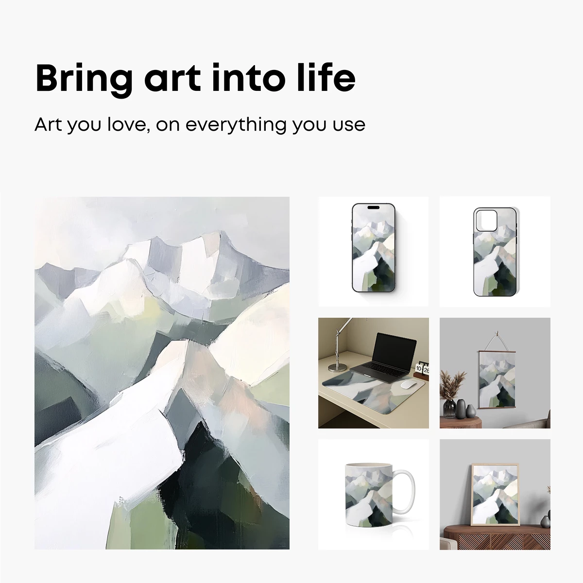 Abstract Alpine Serenity: Geometric Peaks in Soft Hues - Image 2