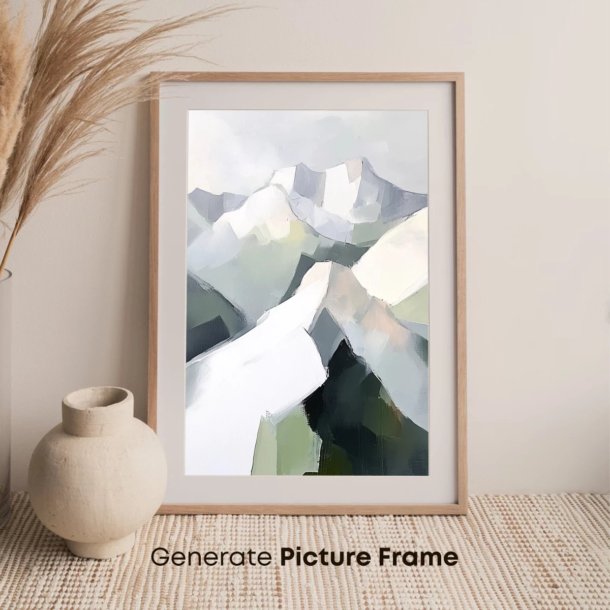 Abstract Alpine Serenity: Geometric Peaks in Soft Hues - Image 7