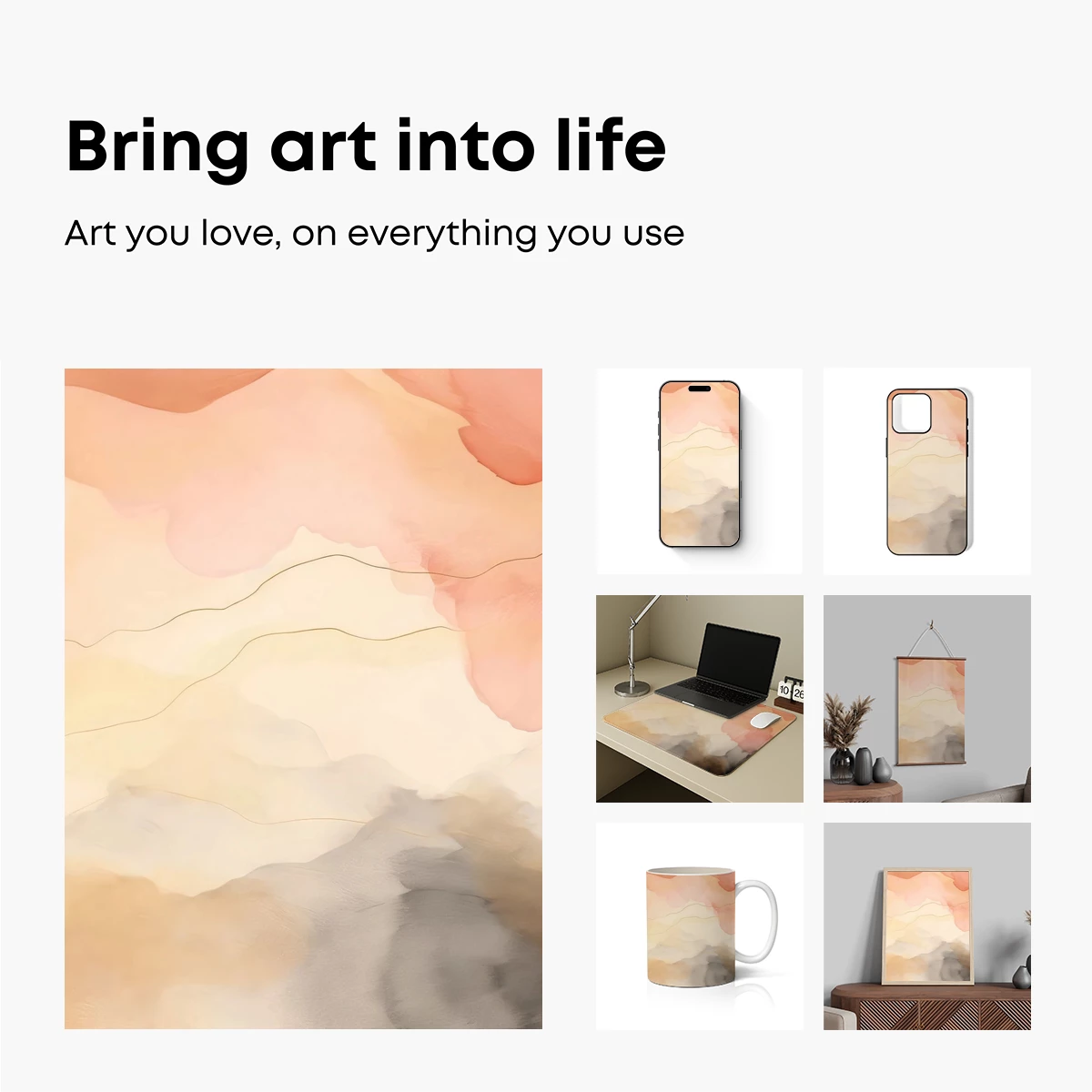 Abstract Watercolor Horizon: Soft Waves of Color - Image 2