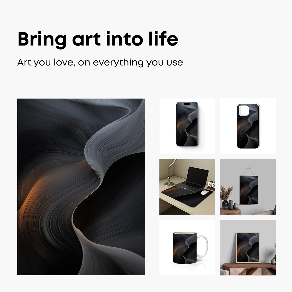 Ethereal Flow: Abstract Gray Waves - Image 2