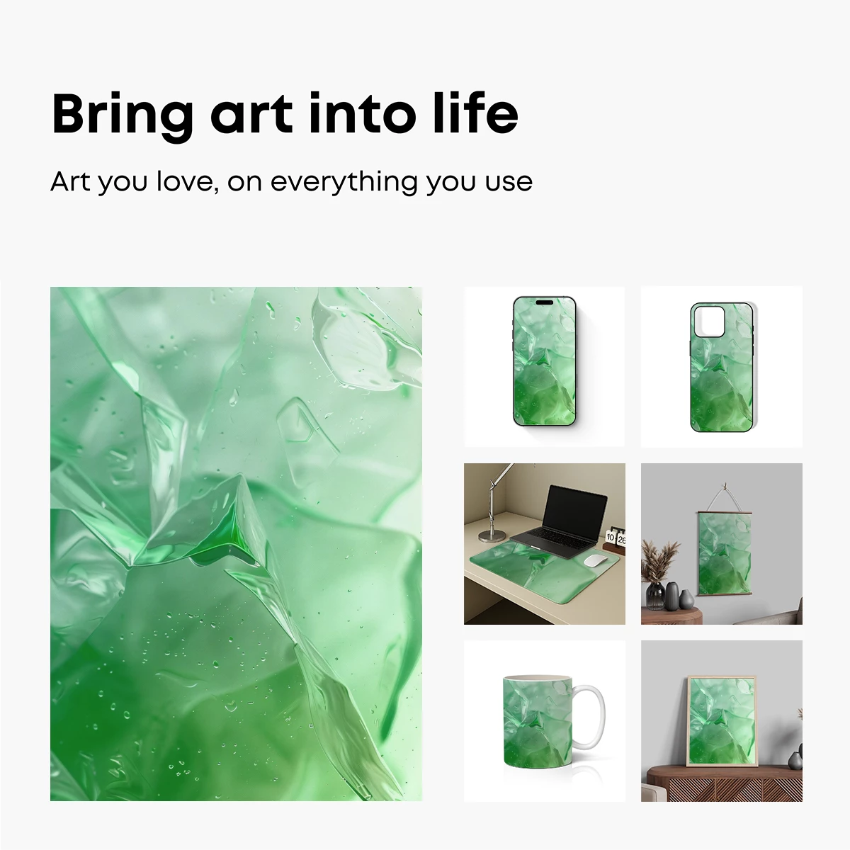 Emerald Crystal Waves: A Fluid Sculpture in Green - Image 2