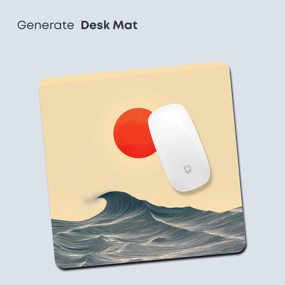 Crimson Sun Over Wavy Lines: Modern Hokusai Tribute - Image 4