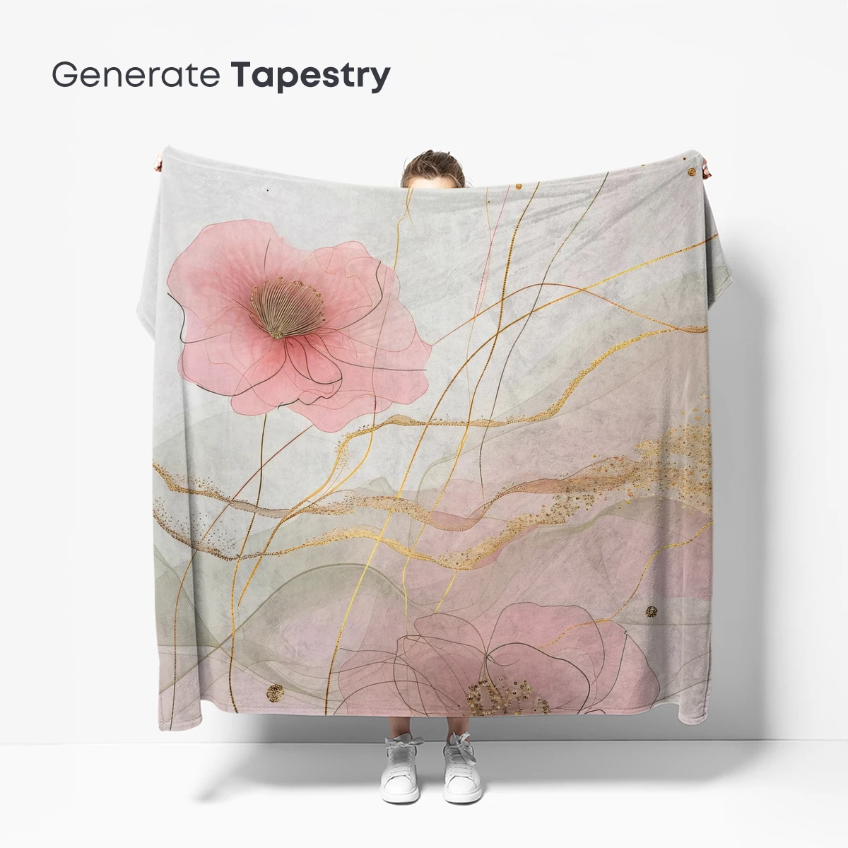 Ethereal Blossoms: Golden Threads and Soft Petals - Image 5