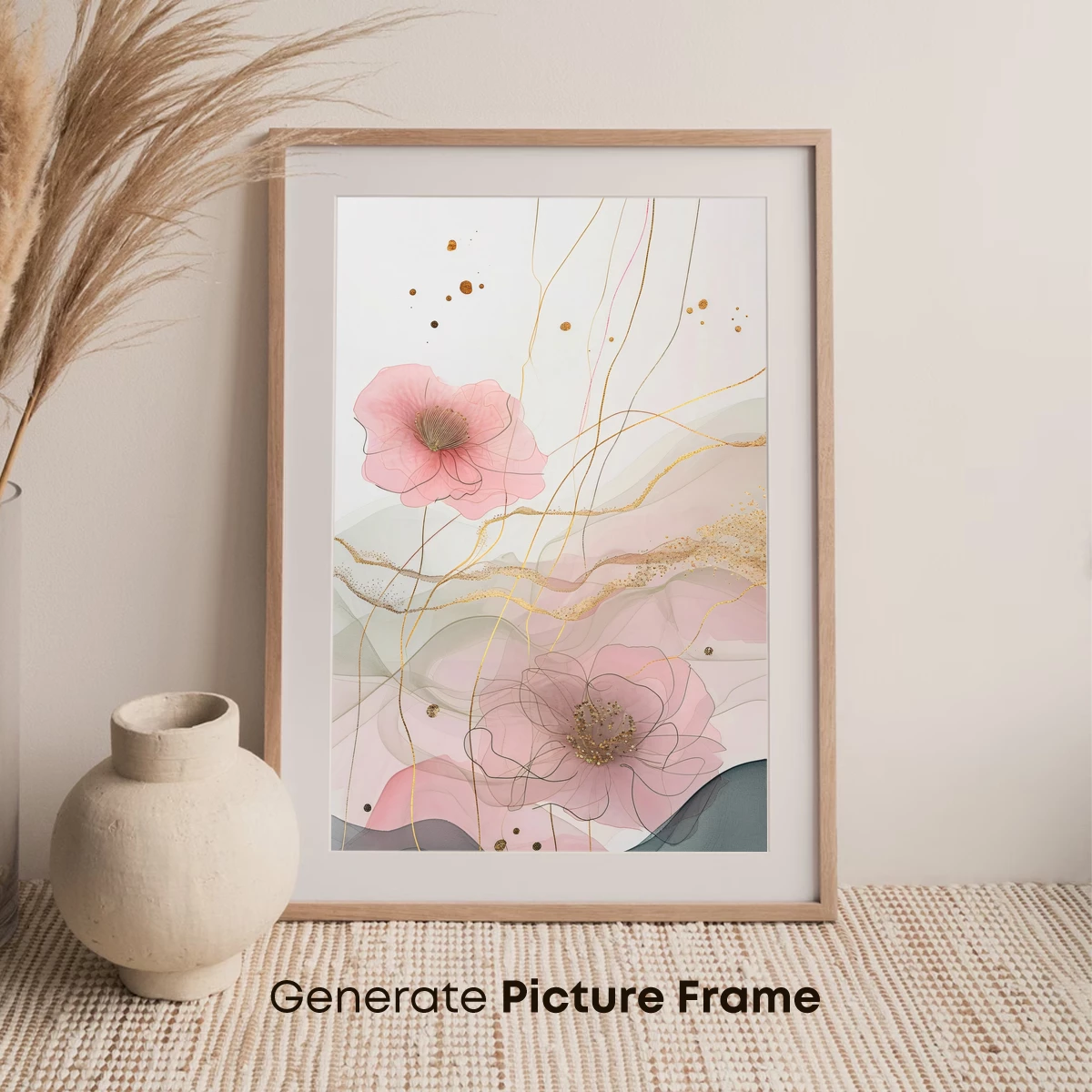 Ethereal Blossoms: Golden Threads and Soft Petals - Image 7