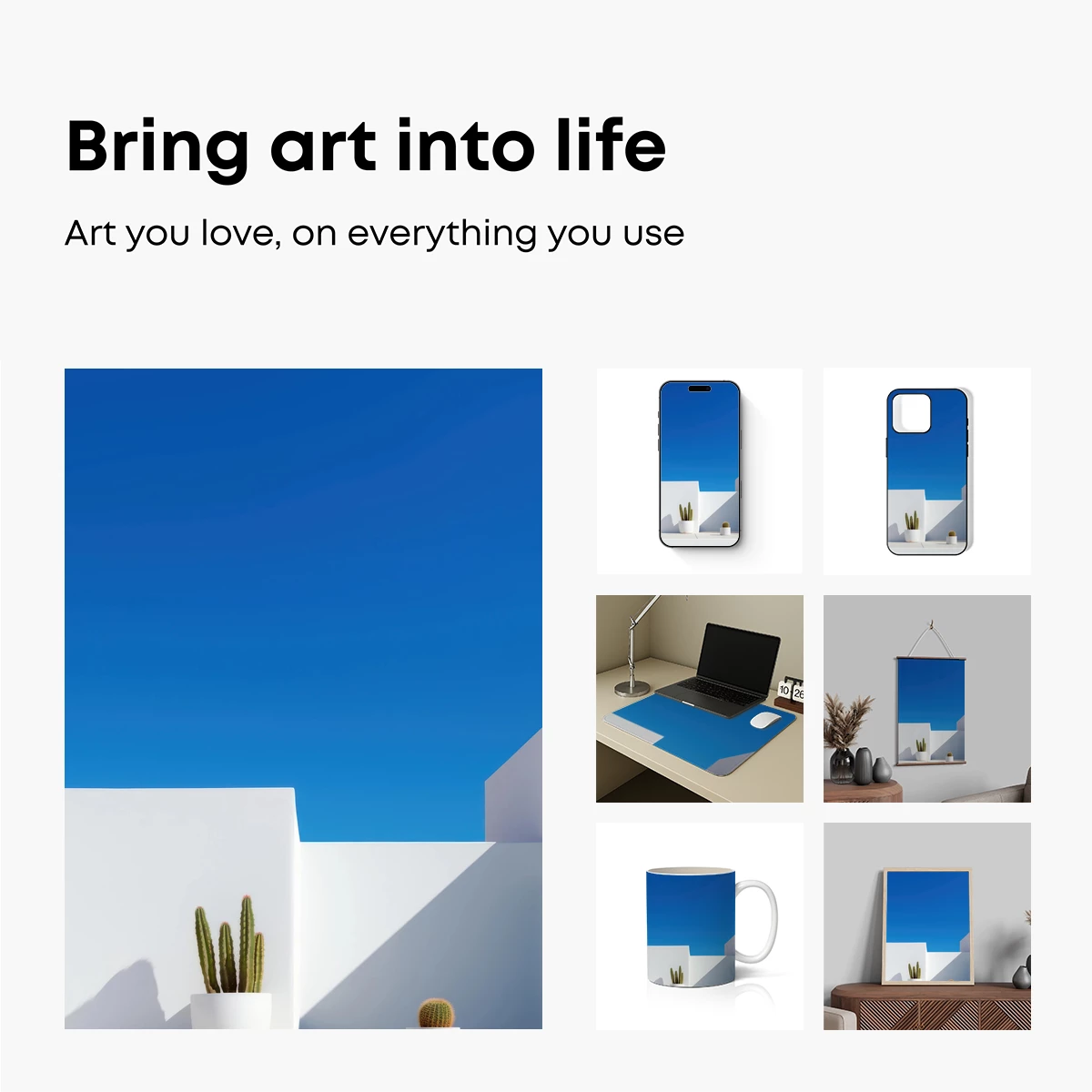 Cacti in Minimalist White Oasis - Image 2