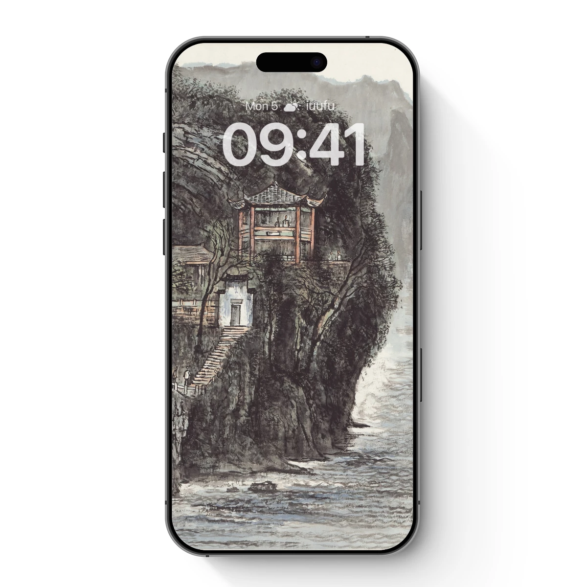 Cliffside Serenity: Ink Brush Temple Retreat