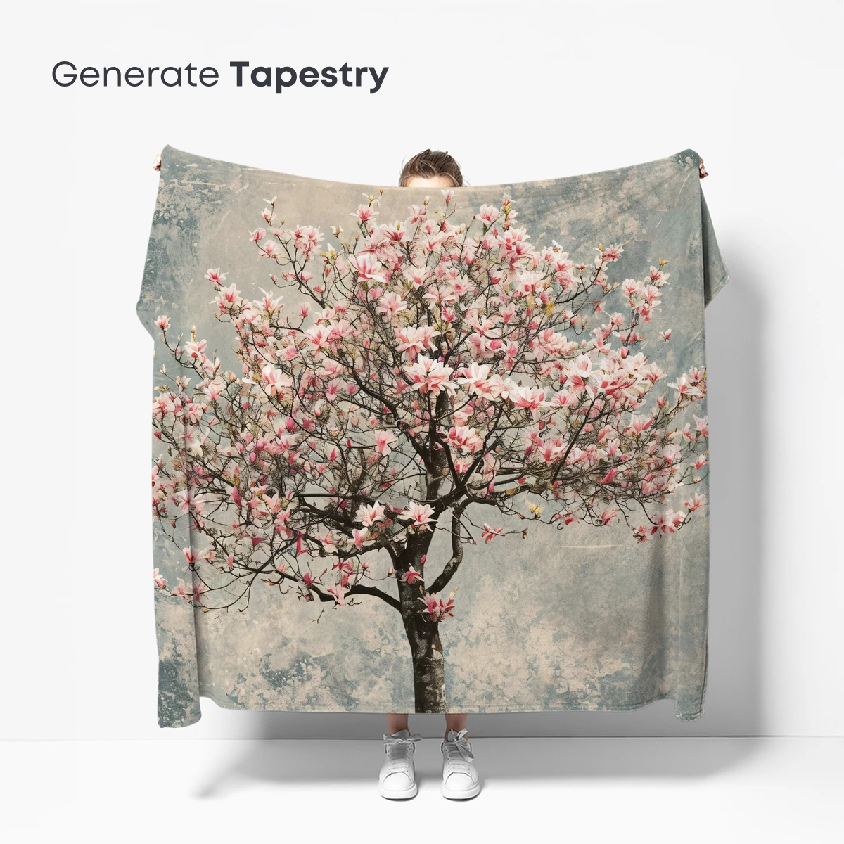 Blooming Solitude: Pink Magnolia Against Textured Gray - Image 5