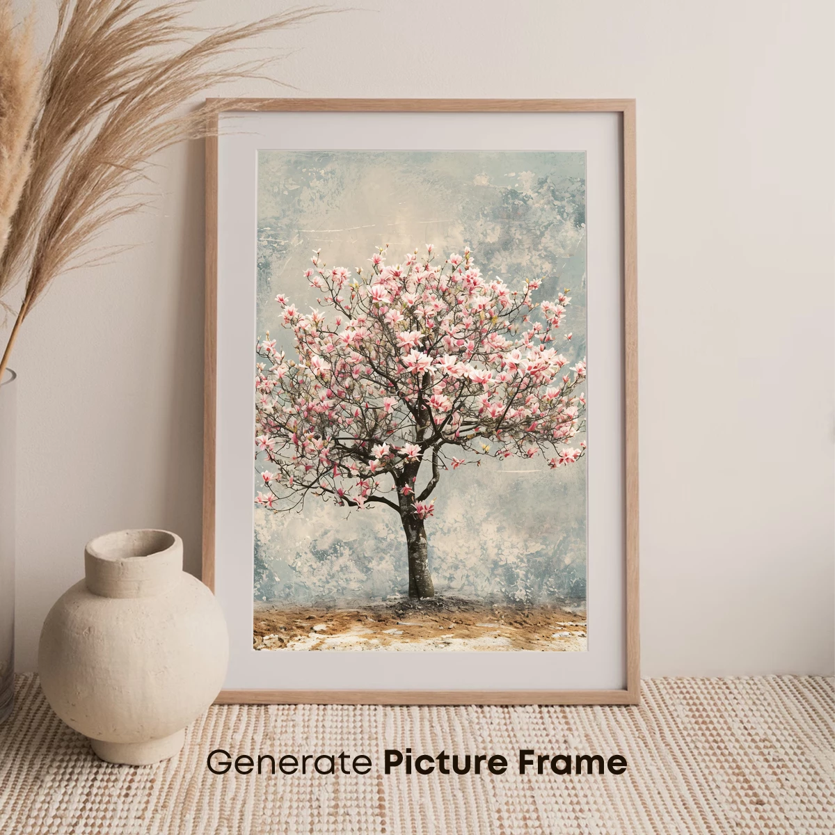 Blooming Solitude: Pink Magnolia Against Textured Gray - Image 7