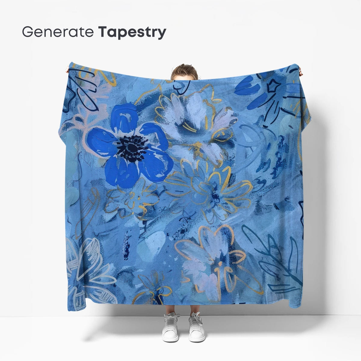 Blue Floral Symphony: Abstract Garden Bloom - Image 5