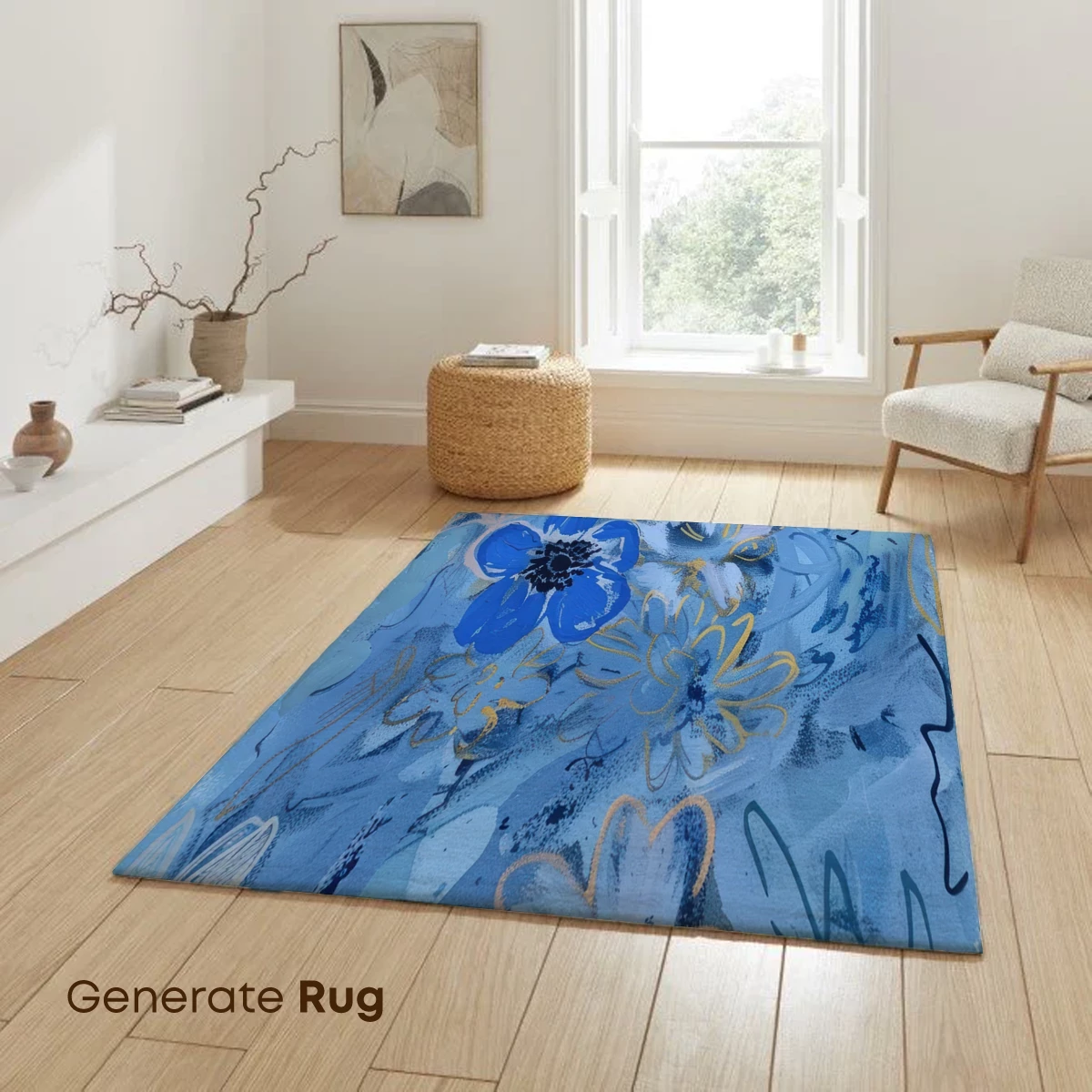 Blue Floral Symphony: Abstract Garden Bloom - Image 6