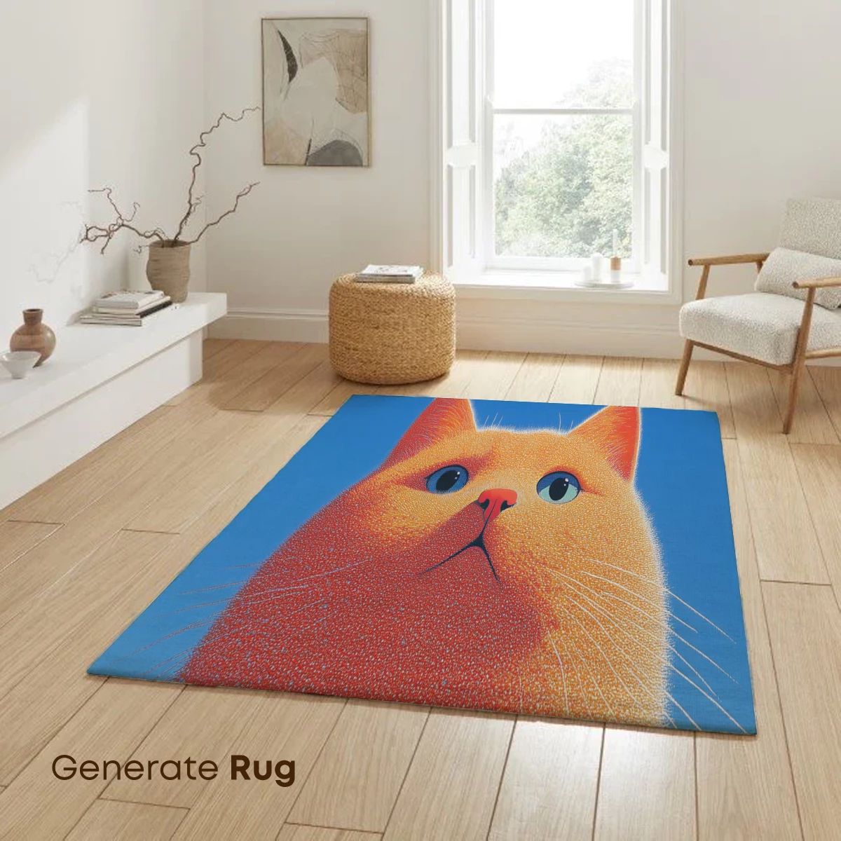 Dotwork Dream Cat: Vibrant Whiskers Against Azure Sky - Image 6