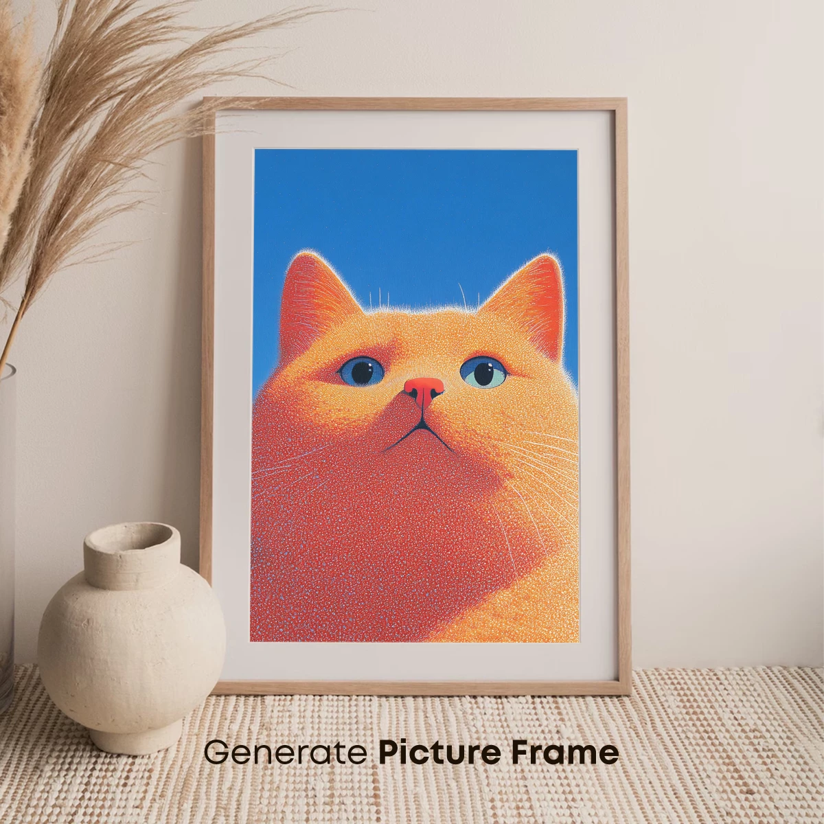 Dotwork Dream Cat: Vibrant Whiskers Against Azure Sky - Image 7