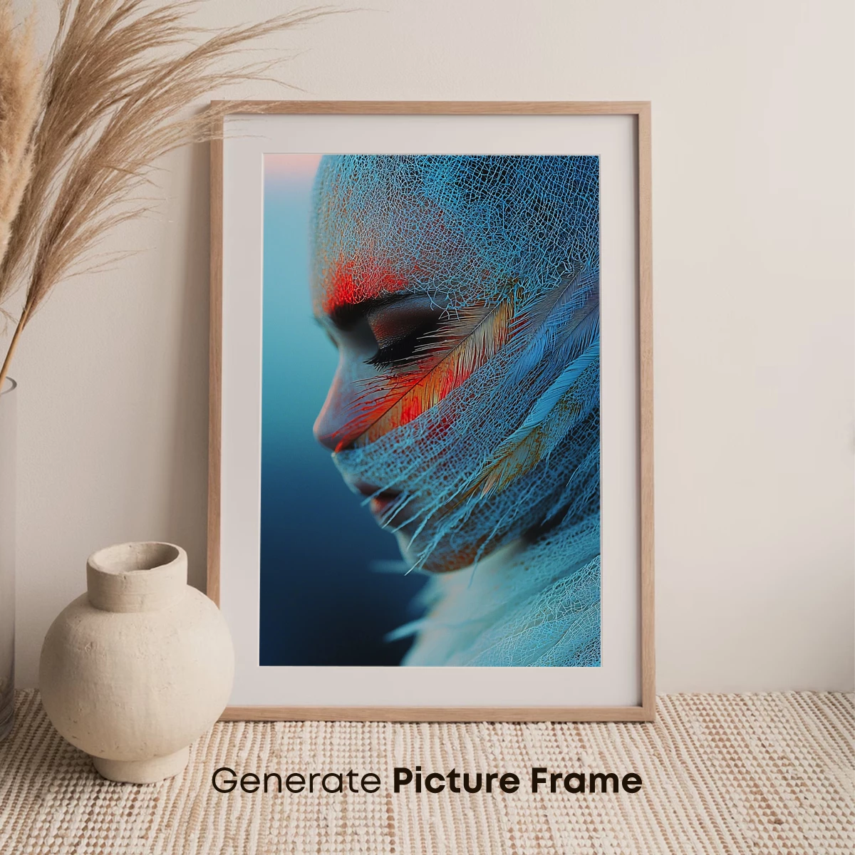 Frost Veil: Ethereal Portrait in Ice and Feather - Image 7