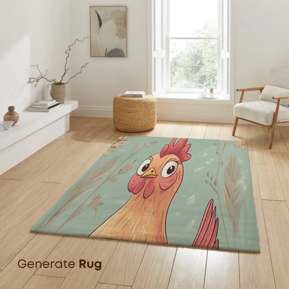 Charming Rooster in Whimsical Meadow - Image 6