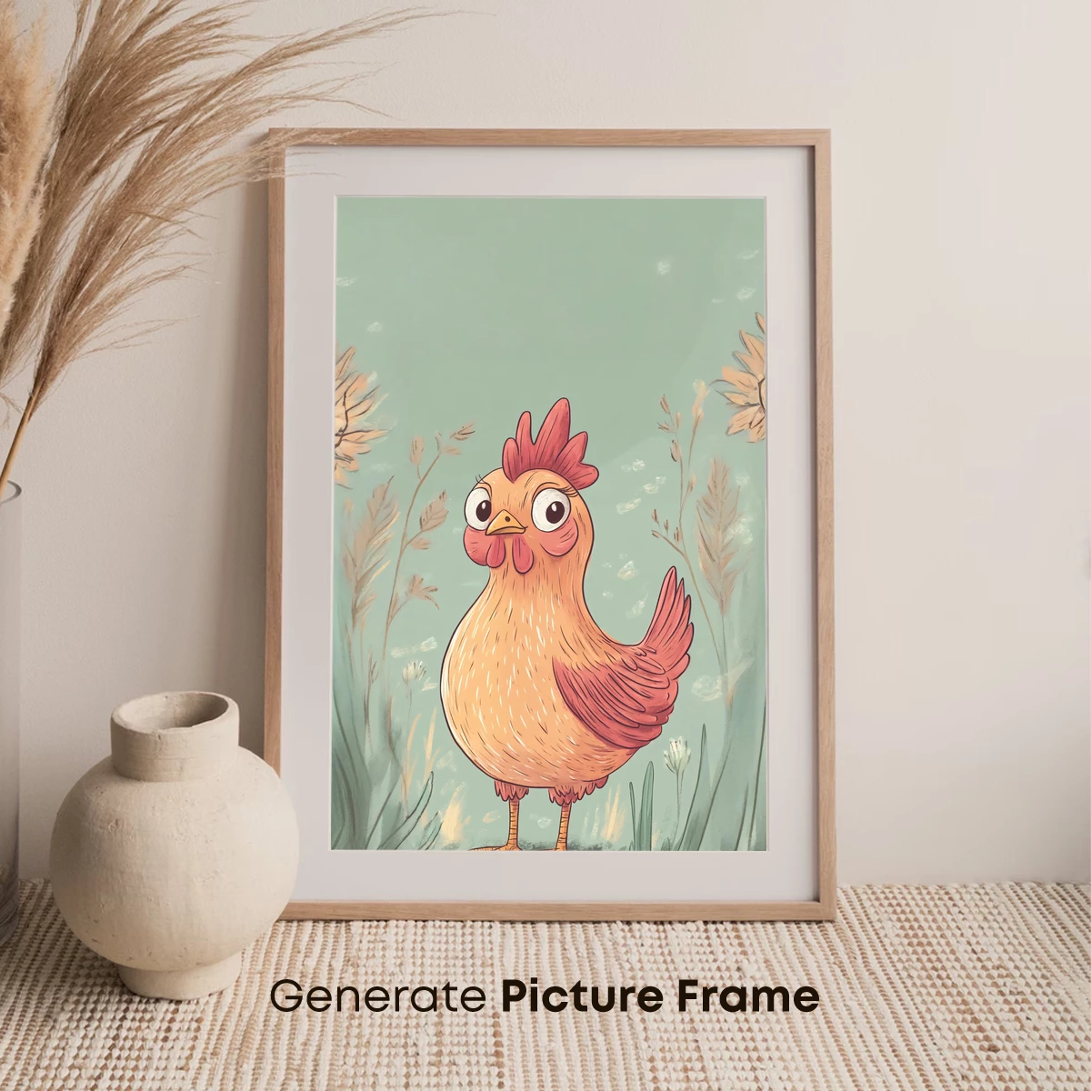 Charming Rooster in Whimsical Meadow - Image 7