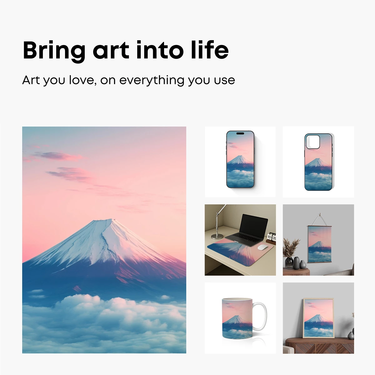 Fuji's Dreamy Dawn: Clouds and Pink Skies - Image 2