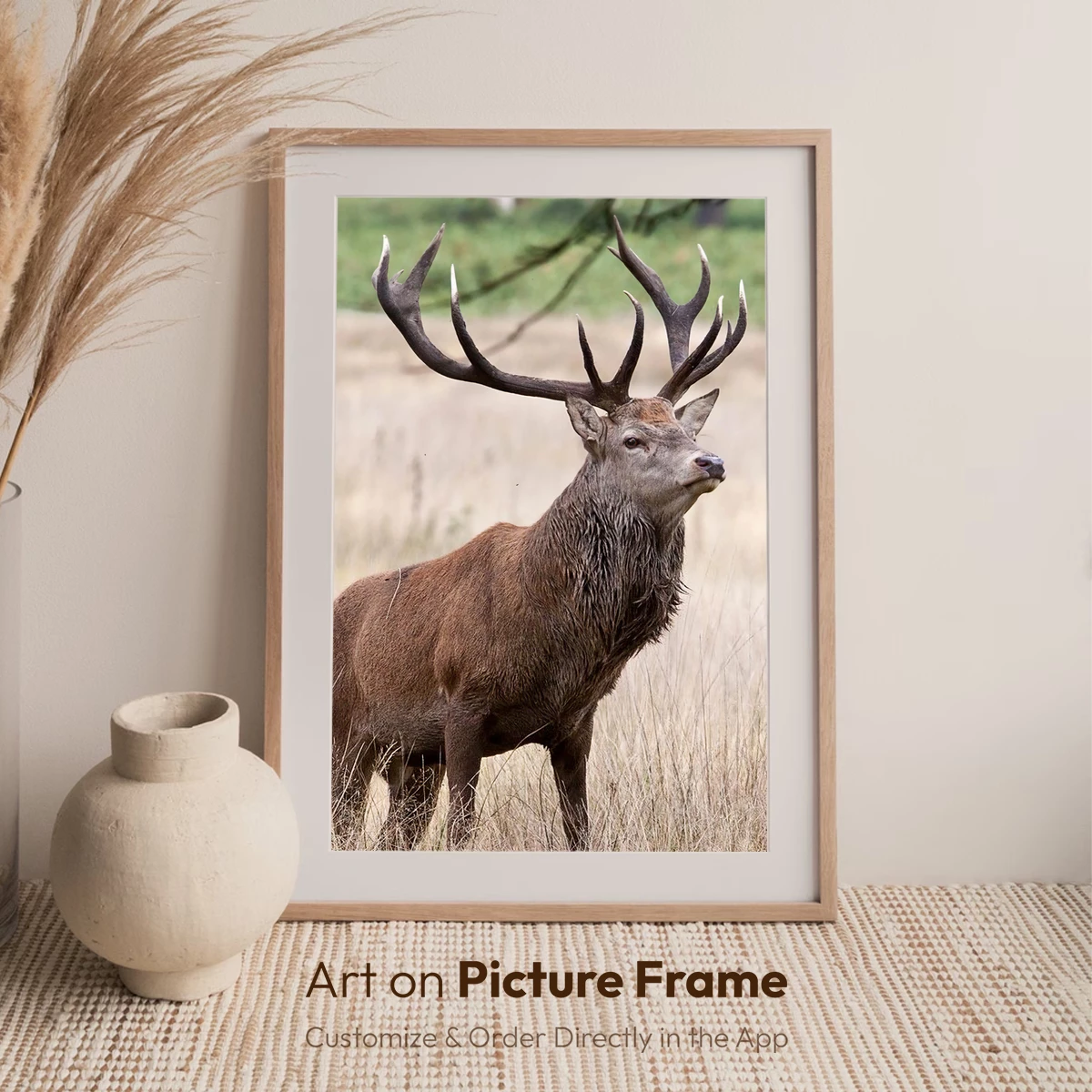 Majestic Stag in Golden Grassland - Image 6