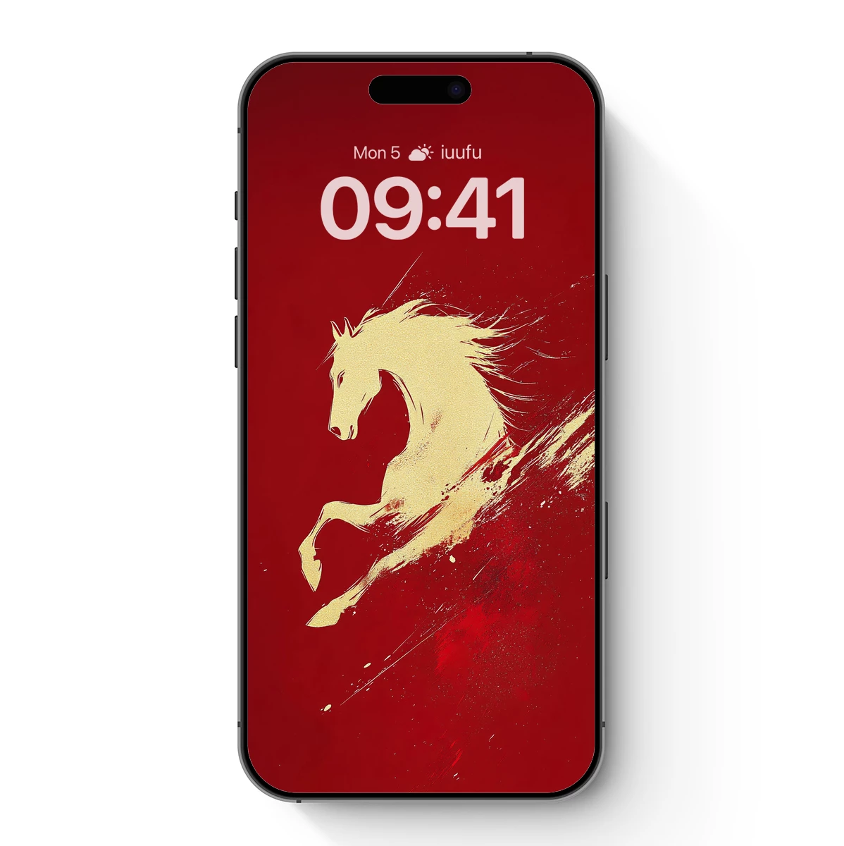 Golden Stallion in Scarlet: Dynamic Brushstroke Artistry Golden Stallion in Scarlet: Dynamic Brushstroke Artistry