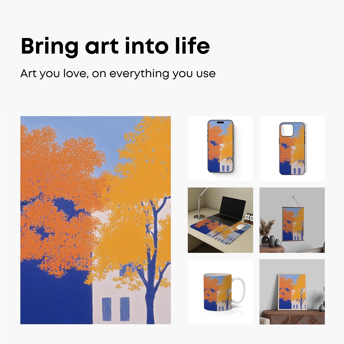 Autumnal Harmony: Bold Trees & Serene House - Image 2