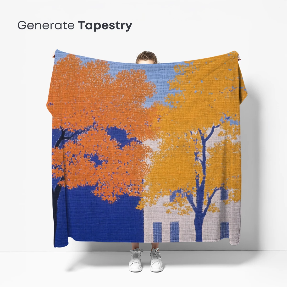 Autumnal Harmony: Bold Trees & Serene House - Image 5