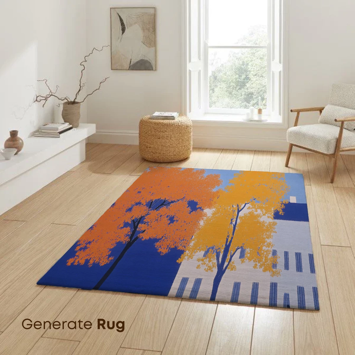 Autumnal Harmony: Bold Trees & Serene House - Image 6