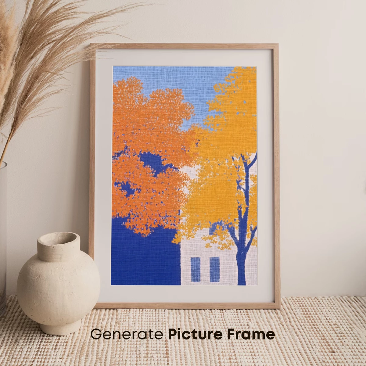 Autumnal Harmony: Bold Trees & Serene House - Image 7
